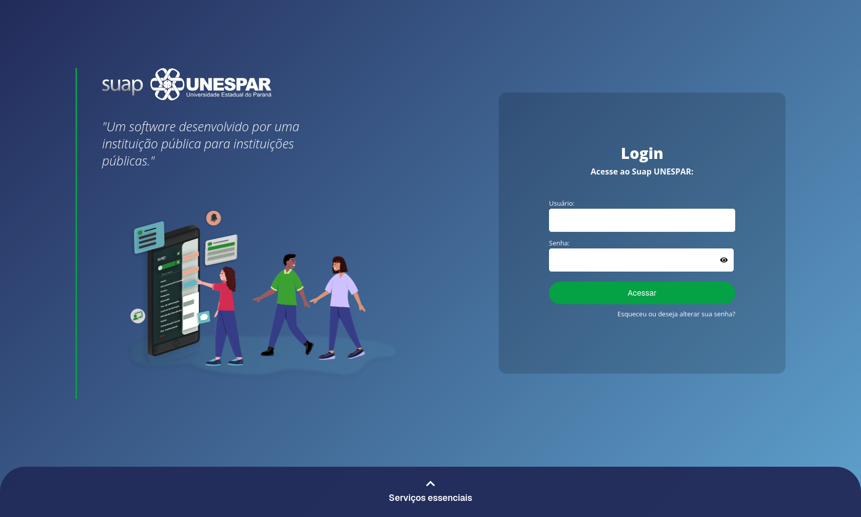 Screenshot of SUAP&rsquo;s login screen
